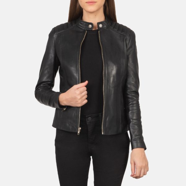 Women's Kelsee Black Leather Biker Jacket