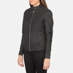 Women's Kelsee Distressed Black Leather Biker Jacket