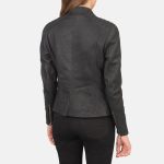 Women's Kelsee Distressed Black Leather Biker Jacket