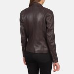 Women's Kelsee Maroon Leather Biker Jacket