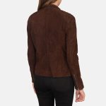 Women's Kelsee Mocha Suede Leather Biker Jacket