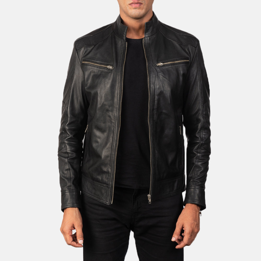 Men's Mack Black Leather Biker Jacket