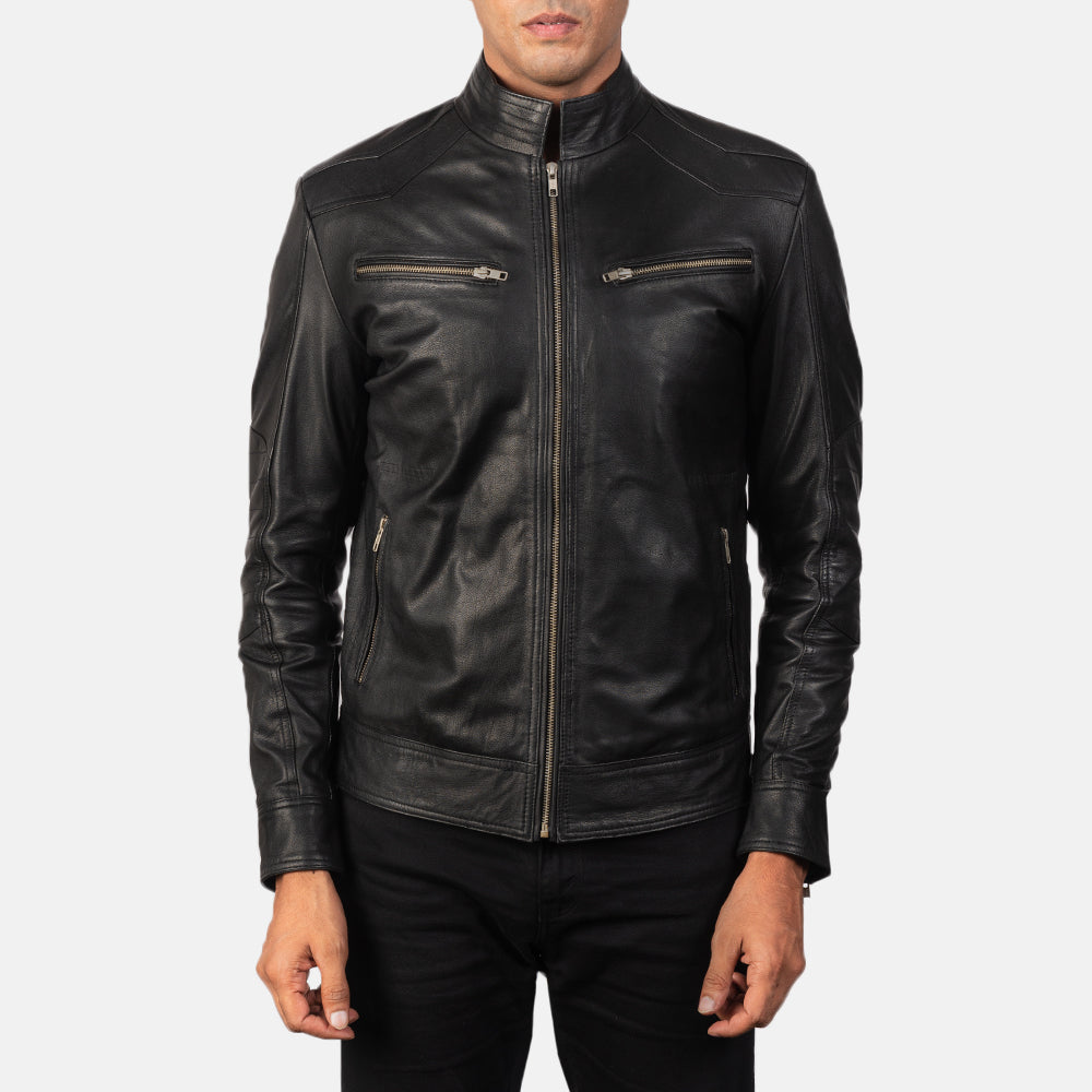 Men's Mack Black Leather Biker Jacket