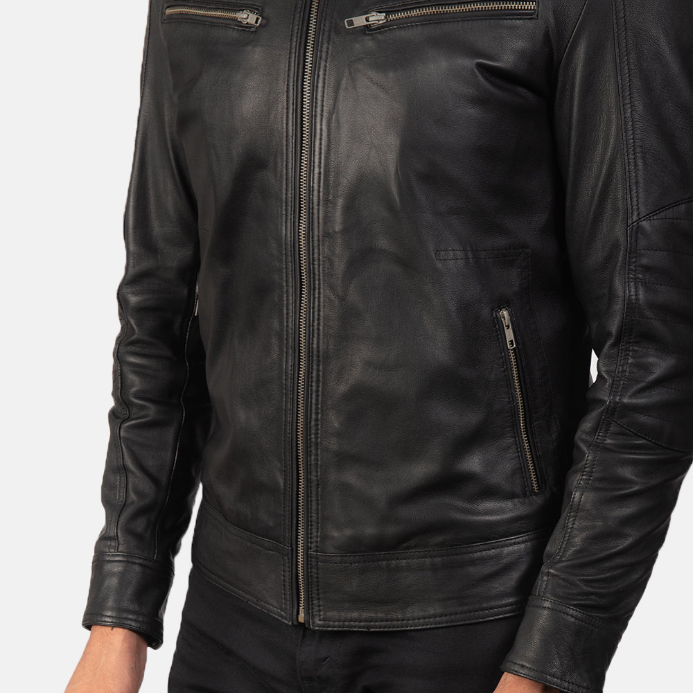Men's Mack Black Leather Biker Jacket