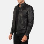Men's Mack Black Leather Biker Jacket