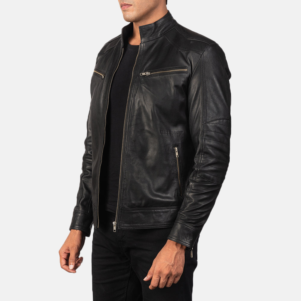 Men's Mack Black Leather Biker Jacket