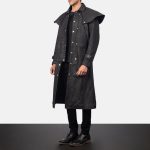Men's Maverick Black Leather Duster Coat