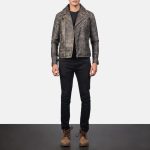 Men's Danny Quilted Brown Leather Biker Jacket