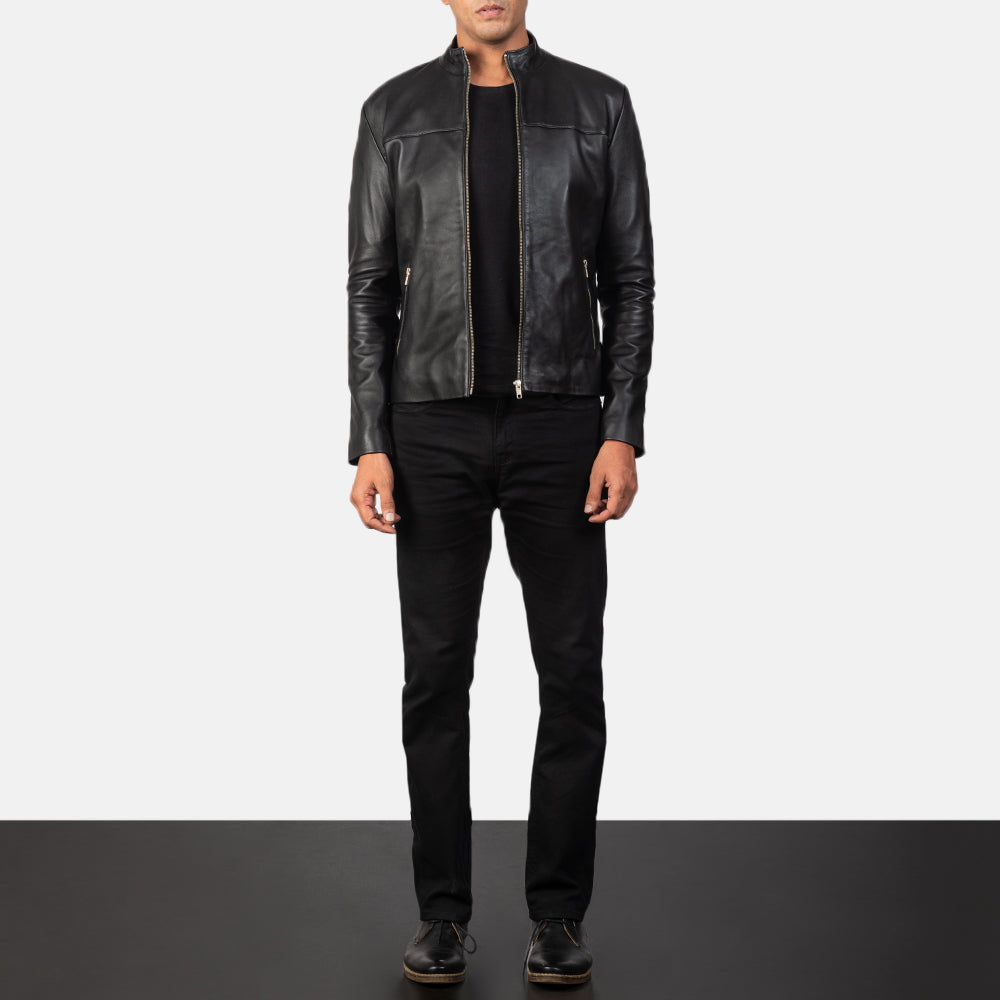 Men's Adornica Black Leather Biker Jacket