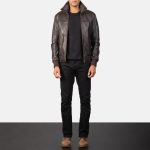 Men's Air Rolf Brown Leather Bomber Jacket