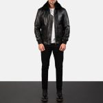 Men's Airin G-1 Black Leather Bomber Jacket