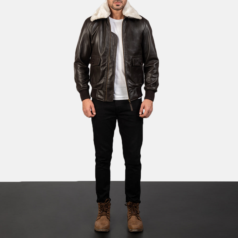 Men's Airin G-1 Brown Leather Bomber Jacket