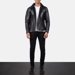 Men's Alberto Shearling Black Leather Jacket