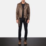 Men's Allaric Alley Mocha Leather Biker Jacket