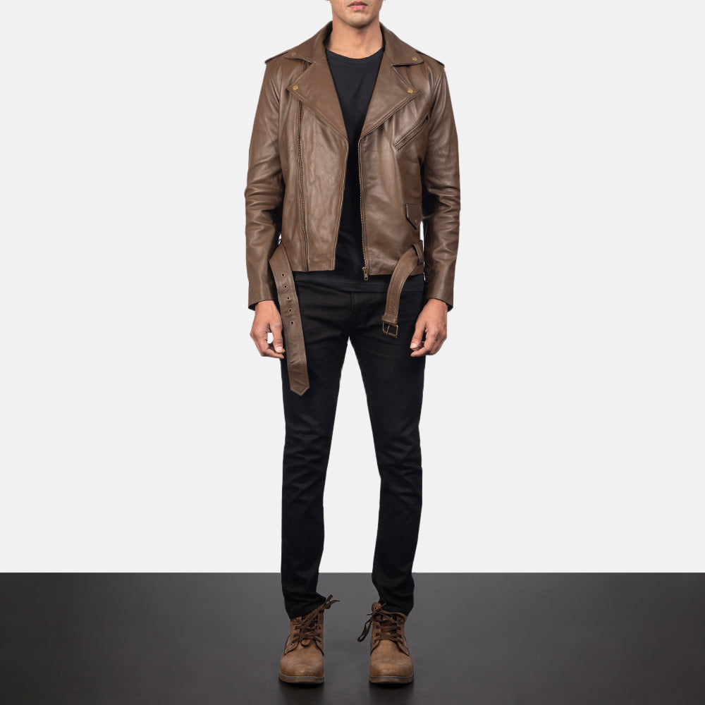 Men's Allaric Alley Mocha Leather Biker Jacket