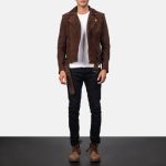 Men's Allaric Alley Mocha Suede Leather Biker Jacket