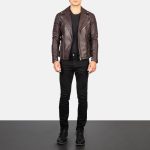 Men's Armand Maroon Leather Biker Jacket