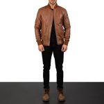 Men's Bomia Ma-1 Brown Leather Bomber Jacket