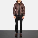 Men's Bouncer Biz Brown Leather Bomber Jacket