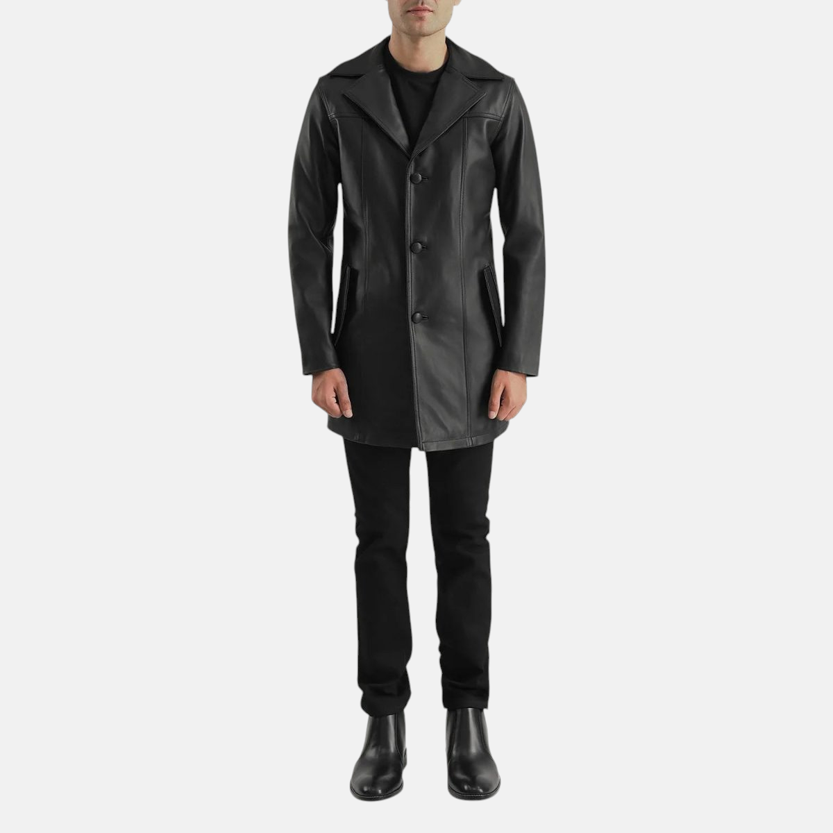 Men's Brawnton Black Leather Coat