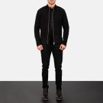 Men's Charcoal Black Suede Leather Biker Jacket