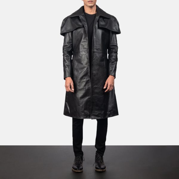 Men's Classic Black Leather Coat