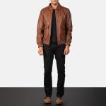 Men's Coffmen Brown A2 Leather Bomber Jacket