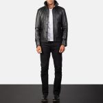 Men's Columbus Black Leather Bomber Jacket