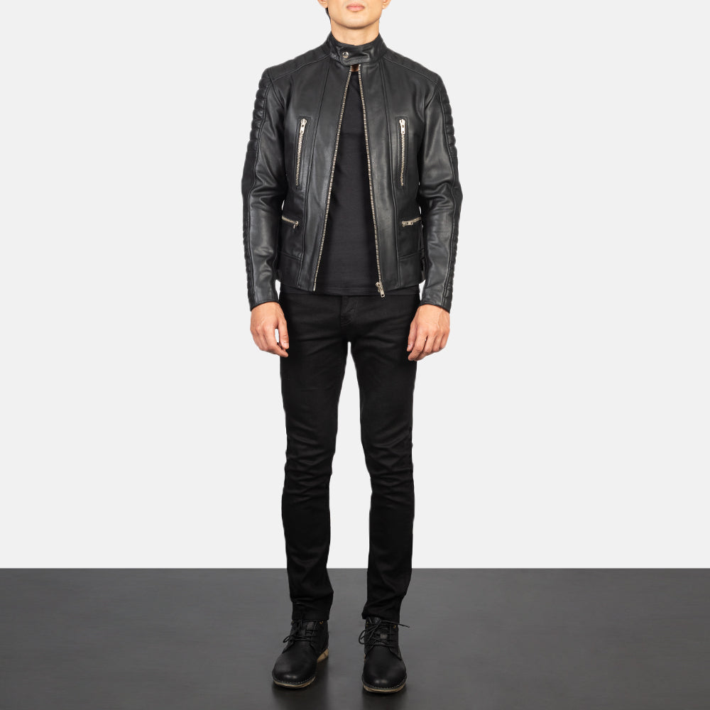 Men's Damian Black Leather Biker Jacket