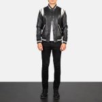 Men's Dantee Black Leather Varsity Jacket