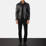 Men's Darren Black Leather Biker Jacket