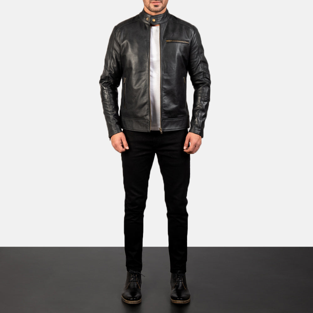 Men's Dean Black Leather Biker Jacket