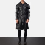 Men's Deux Black Leather Duster Coat