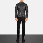 Men's Faisor Black Leather Biker Jacket