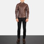 Men's Faisor Brown Leather Biker Jacket