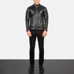 Men's Quilted Black Leather Biker Jacket