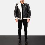 Men's Francis B-3 Black & White Leather Bomber Jacket