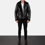 Men's Francis B-3 Black Leather Bomber Jacket