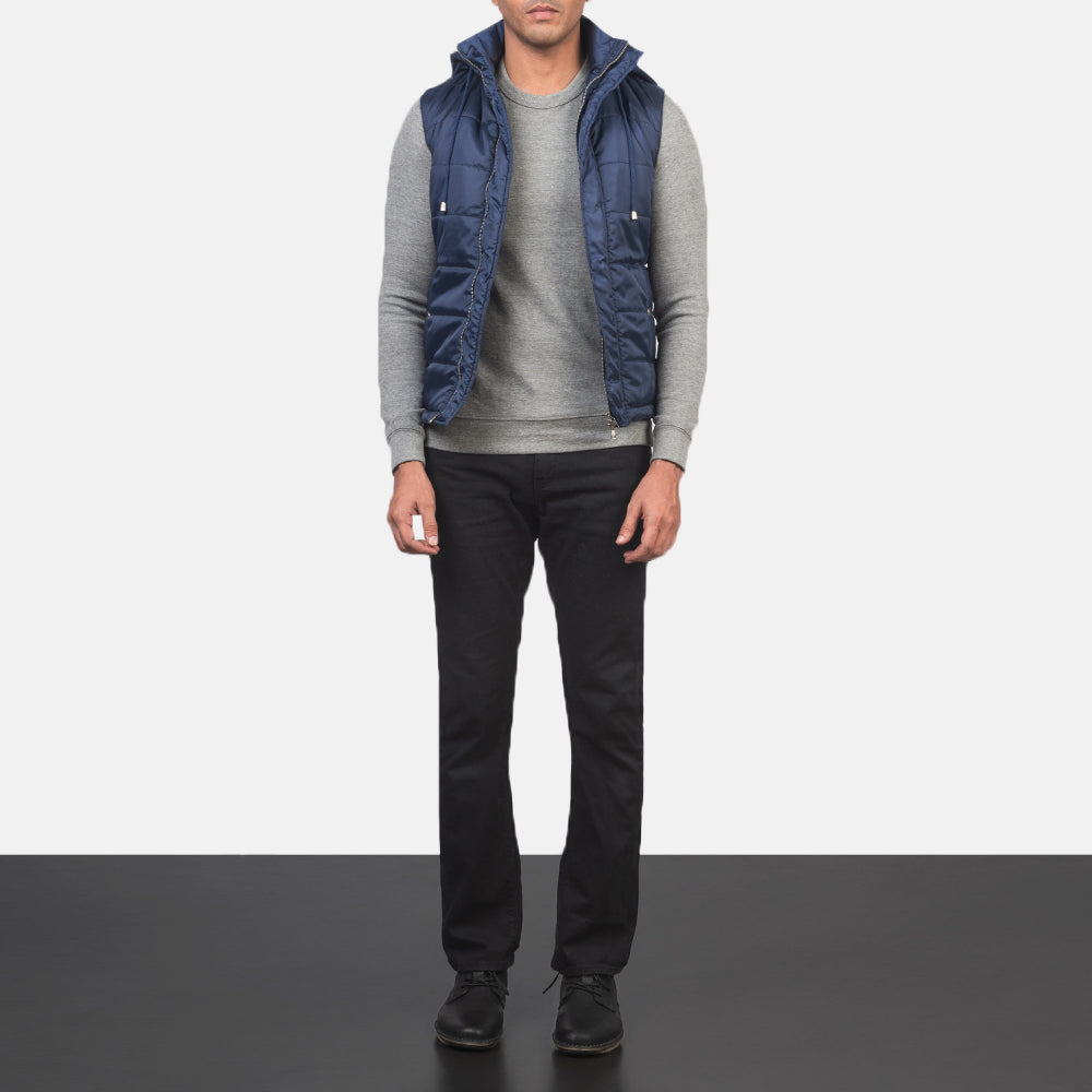 Men's Fuston Blue Hooded Puffer Vest