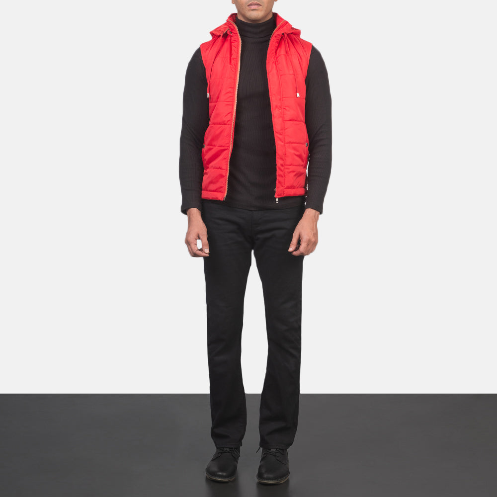 Men's Fuston Red Hooded Puffer Vest
