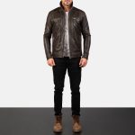 Men's Hudson Brown Leather Biker Jacket