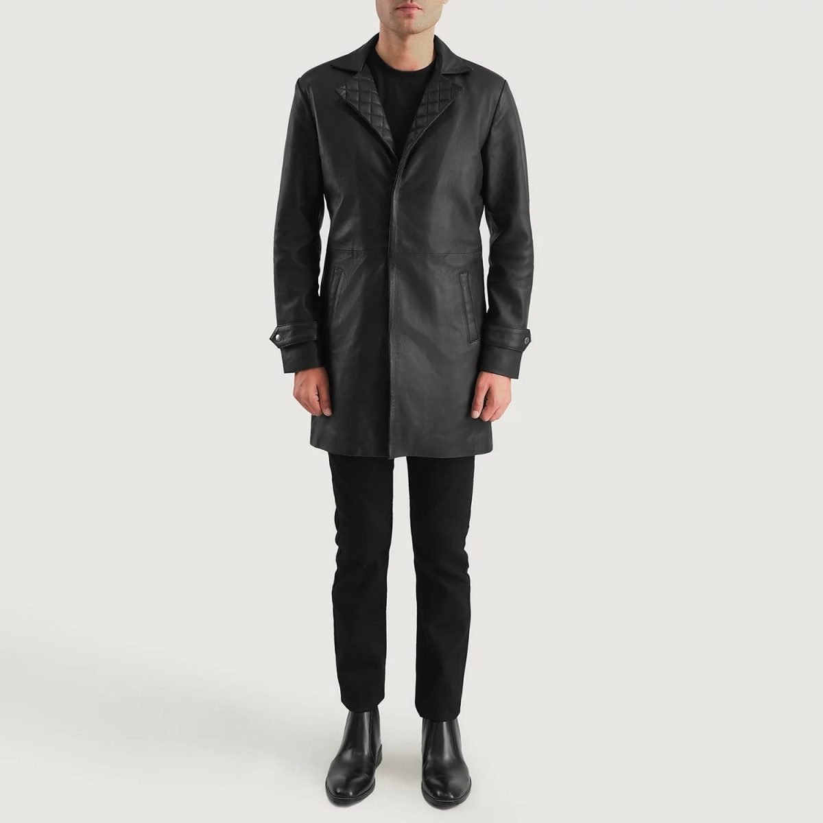 Men's Infinity Black Leather Coat