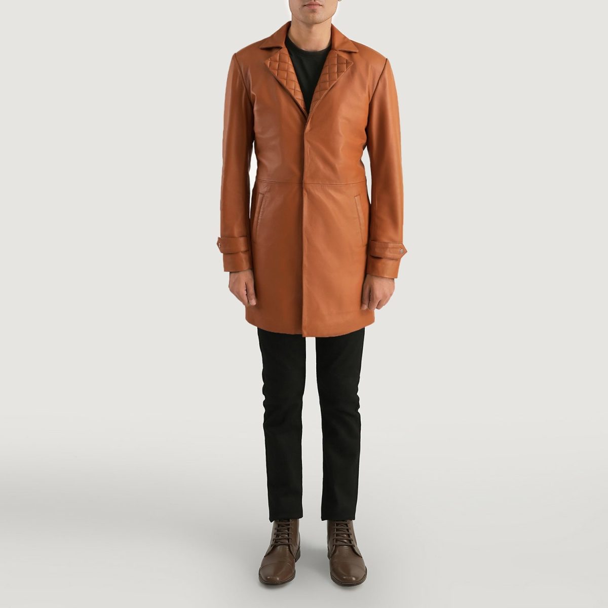 Men's Infinity Tan Brown Leather Coat