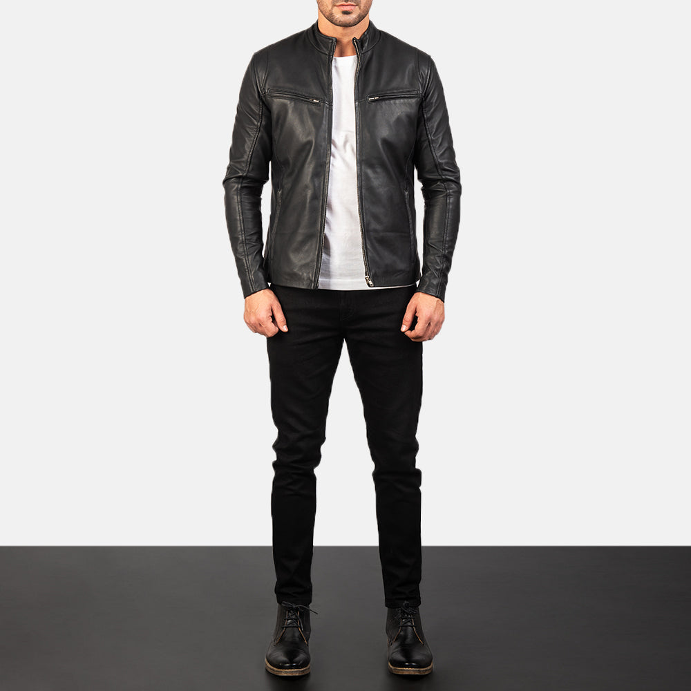 Men's Ionic Black Biker Leather Jacket