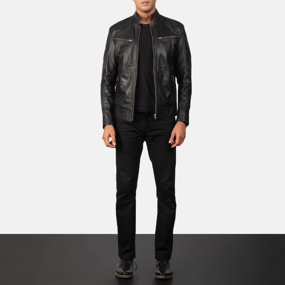 Men's Mack Black Leather Biker Jacket