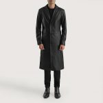 Men's Mateo Black Leather Single Breasted Coat