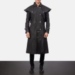 Men's Maverick Black Leather Duster Coat