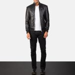 Men's Moda Black Leather Bomber Jacket