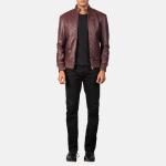 Men's Moda Maroon Leather Bomber Jacket