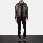 Men's Noah Brown Leather Biker Jacket